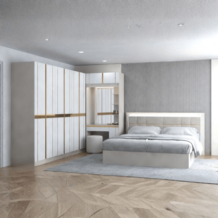 ชุดห้องนอน 6 ฟุต WISDOM DESIGN FURNITURE รุ่น RACHEL80/80/80 สีขาว/ครีม_6